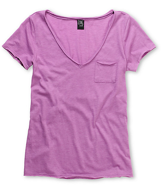 purple v neck t shirt mens