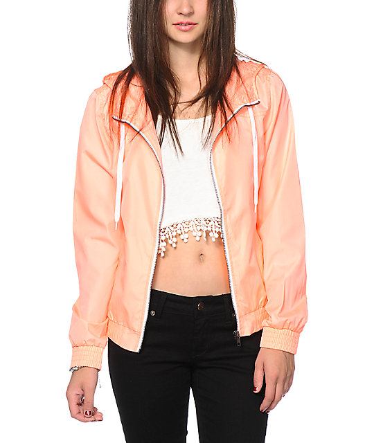 Zine Neon Coral Windbreaker Jacket Zumiez