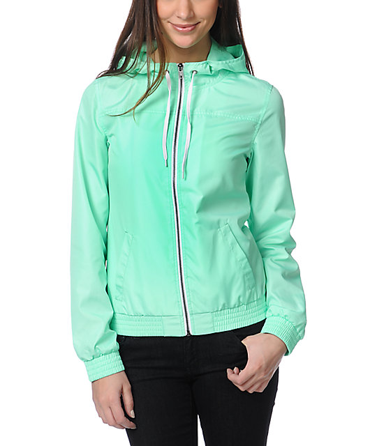 Zine Neon Mint Windbreaker Jacket Zumiez