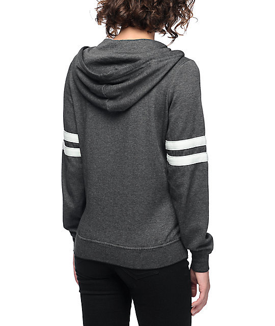 Zine PSI Grey & Blue Athletic Stripe Zip Up Hoodie Zumiez
