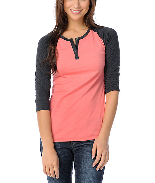 peach baseball tee