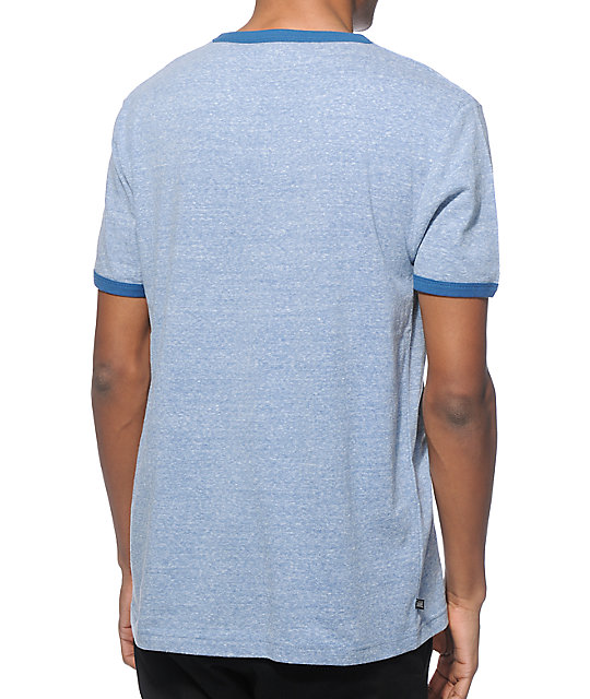 heather blue tee shirt