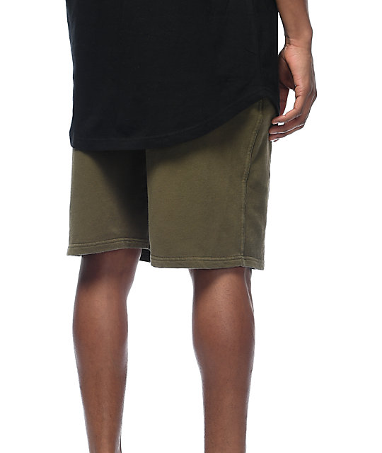 olive green sweat shorts