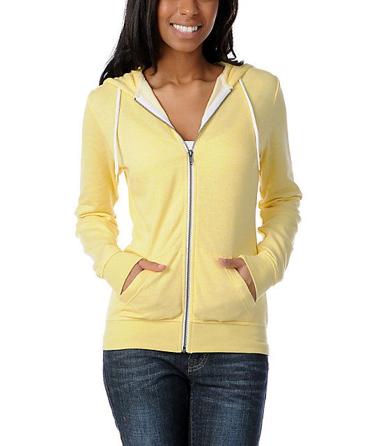 Zine Solid Popcorn Yellow Zip Up Hoodie Zumiez