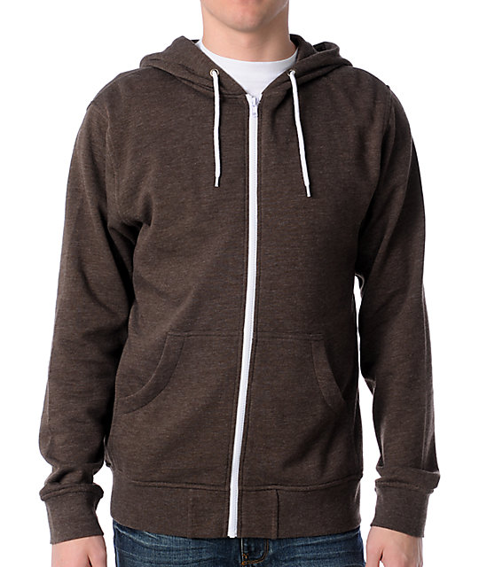 brown zip up hoodie outfit