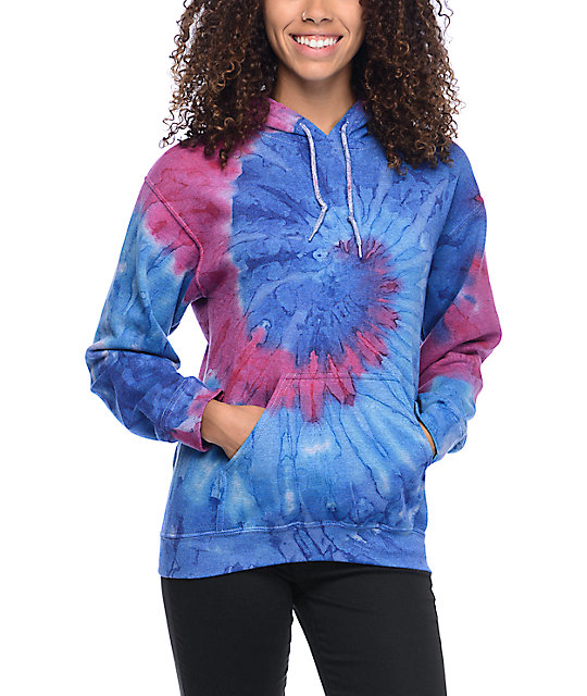 Zine Tera Blue & Red Spiral Tie Dye Hoodie 