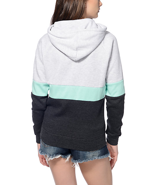 Zine Triple Block Grey, Charcoal & Mint Zip Up Hoodie Zumiez