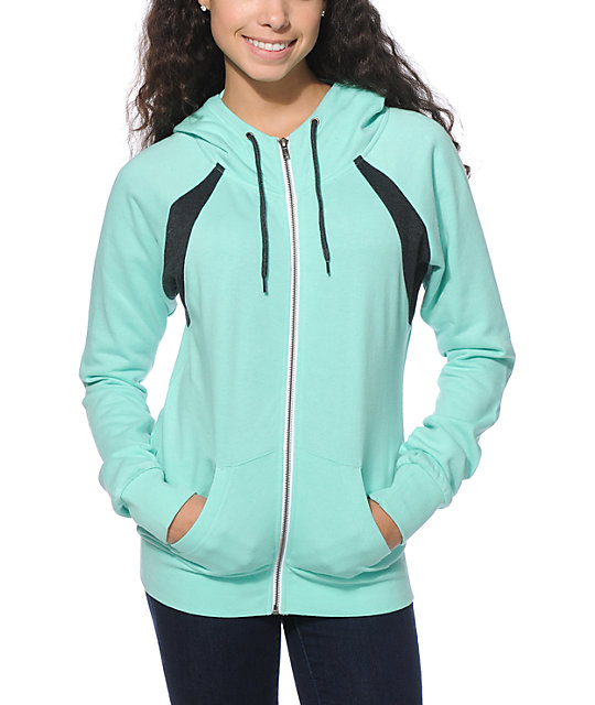 Zine Zeta Mint & Charcoal Zip Up Hoodie Zumiez