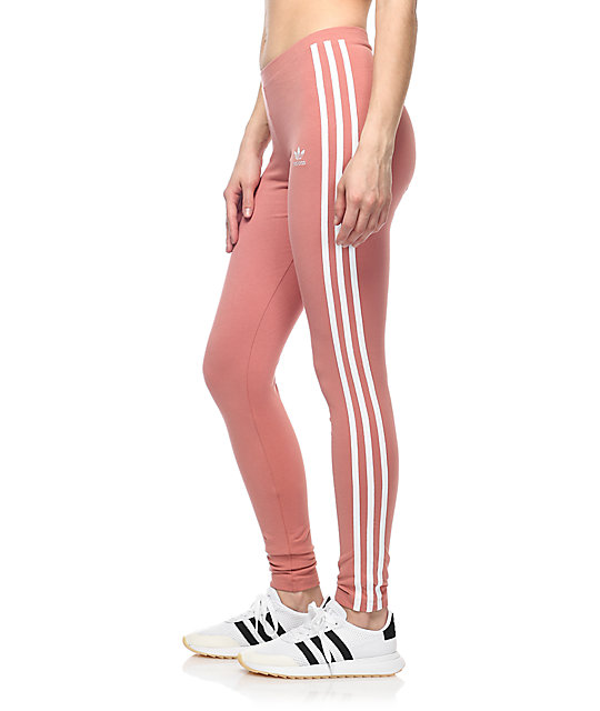 adidas 3 stripe pink leggings