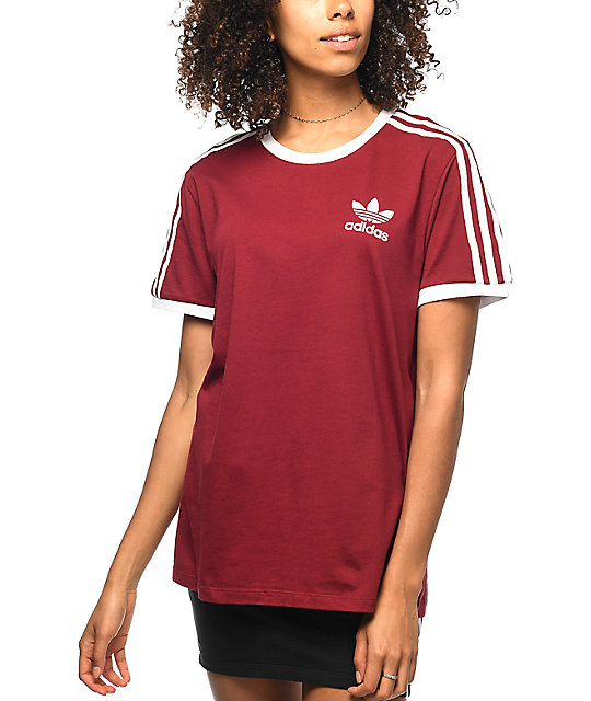 camiseta adidas 3 rayas burgundy camiseta adidas 3 rayas burgundy