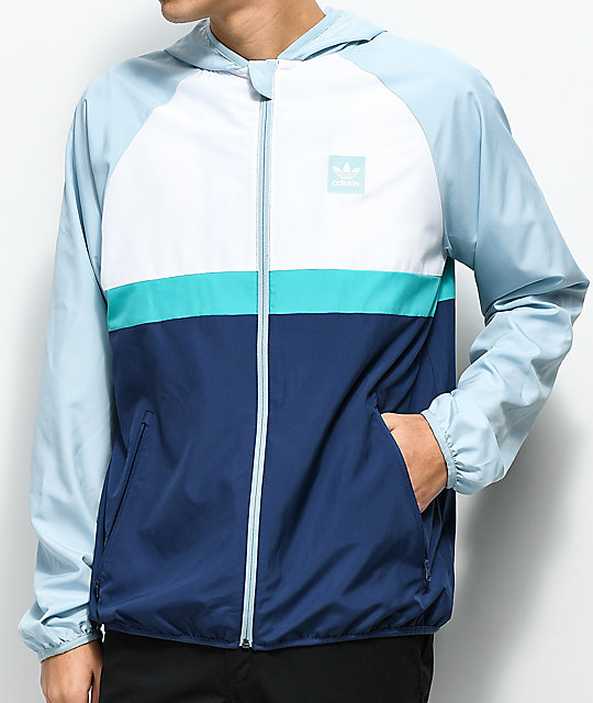 adidas blue windbreaker jacket