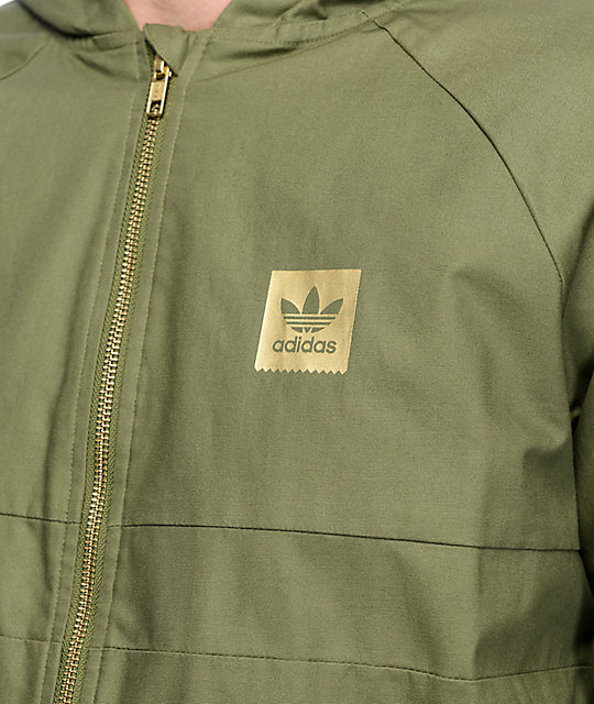 olive green adidas windbreaker