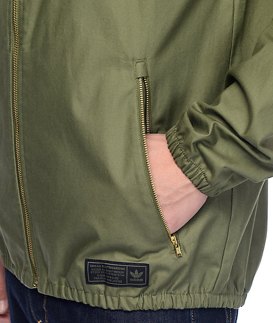 olive green adidas windbreaker