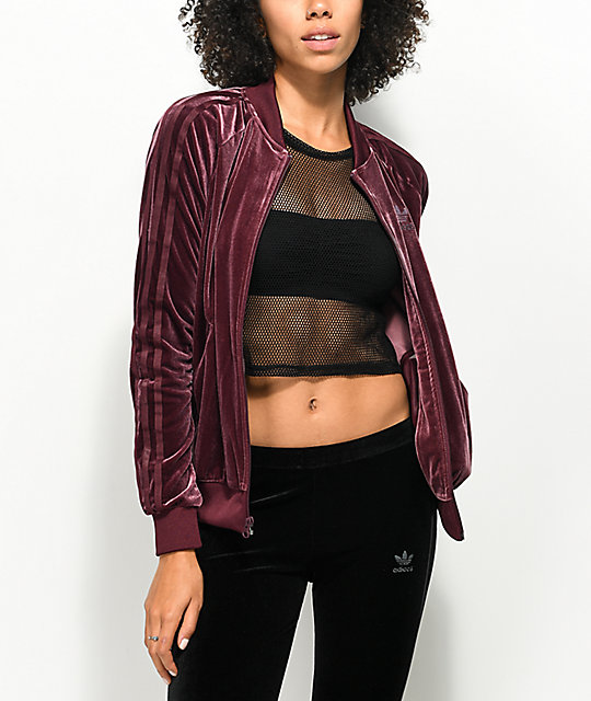 adidas velvet jacket maroon