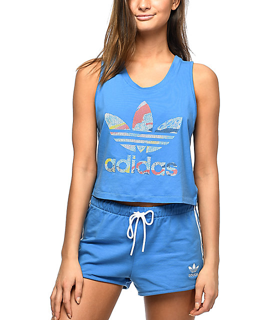 adidas crop top blue