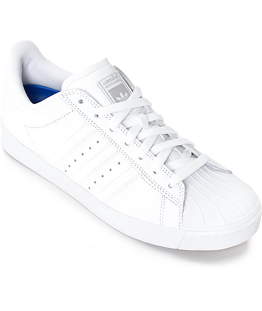 Adidas Superstar Vulc Adv All White Shoes Zumiez