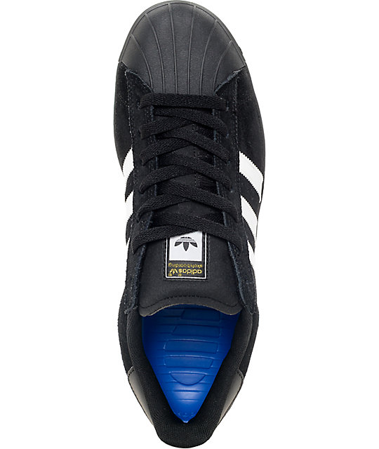adidas Superstar Vulc ADV Black Suede & White Shoes | Zumiez