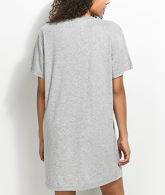 adidas Trefoil Heather Grey T-Shirt Dress | Zumiez