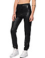 black faux leather jogger pants