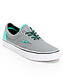 Vans Era Grey & Electric Green Canvas Skate Shoes | Zumiez
