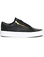 vans old skool zip leather black