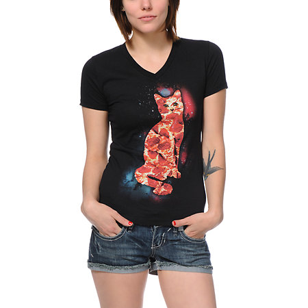 A-Lab-Pizza-Cat-Black-V-Neck-Tee-Shirt-_