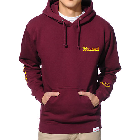 zumiez pullover burgundy hoodie supply diamond