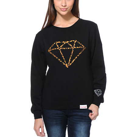 diamond supply crew neck leopard sweatshirt zumiez rock shine wild sweatshirts kit