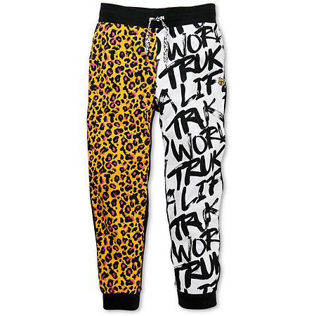 Trukfit Remixed Black, White & Leopard Print Sweatpants at Zumiez : PDP