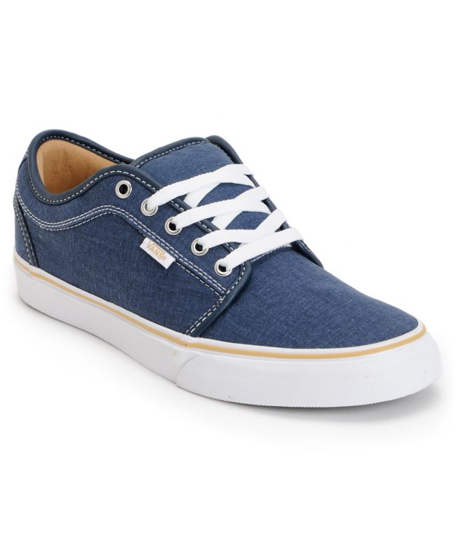 VANS SHOES CHUKKA LOW YOUTH NAVY / WASHED CANVAS / WHITE SKATE KIDS ...