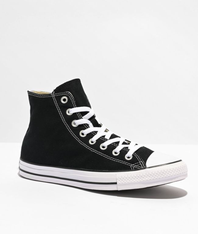 Gray and black converse high clearance tops