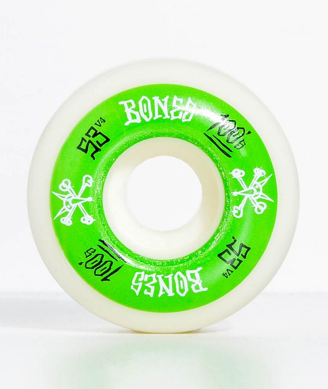 Bones 100 Ringers 52mm Blue & White Skateboard Wheels | Zumiez