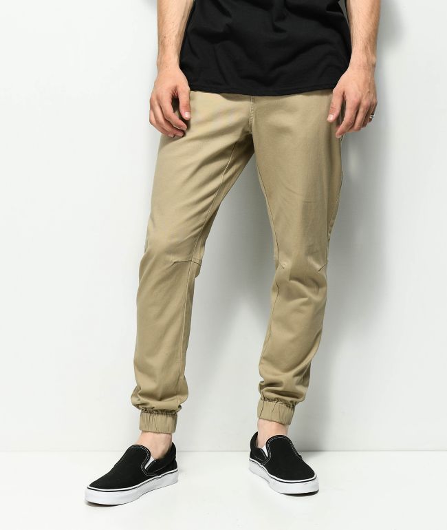 Elastic ankle khaki on sale pants