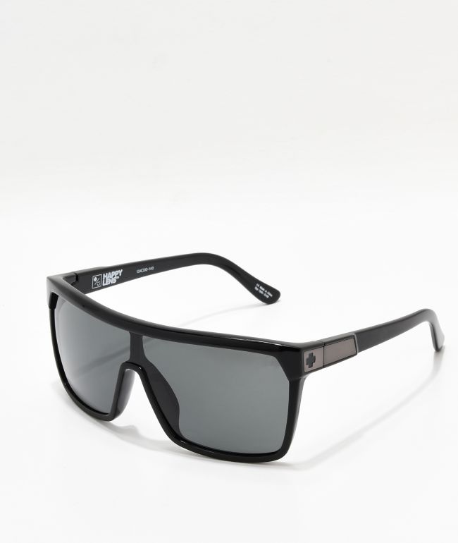 Spy Flynn Black Gloss, Matte Black, Grey-Green Happy Lens Sunglasses - Spy