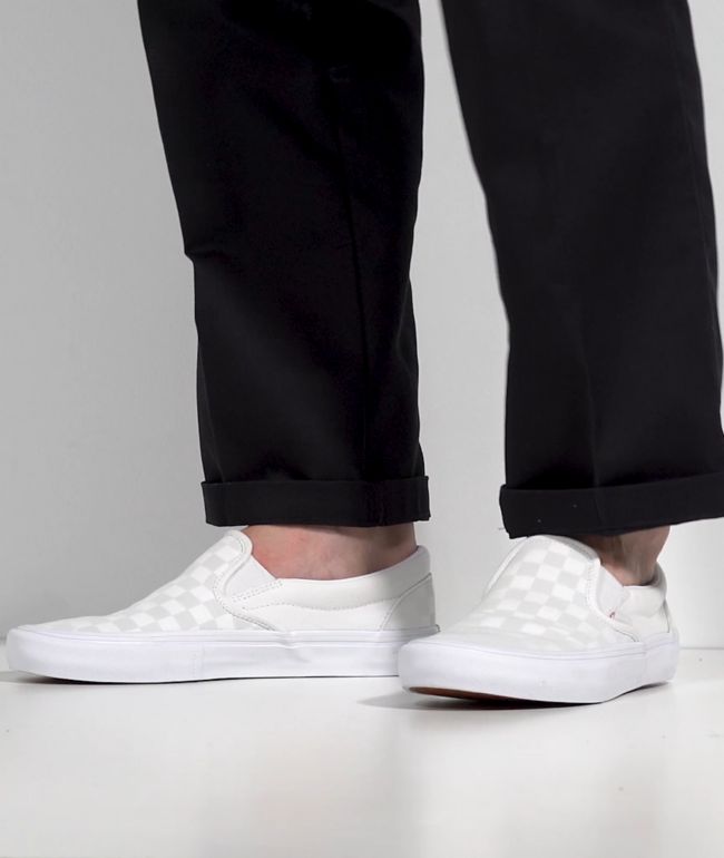 Vans Slip-On Pro Reflect White Skate Shoes | Zumiez
