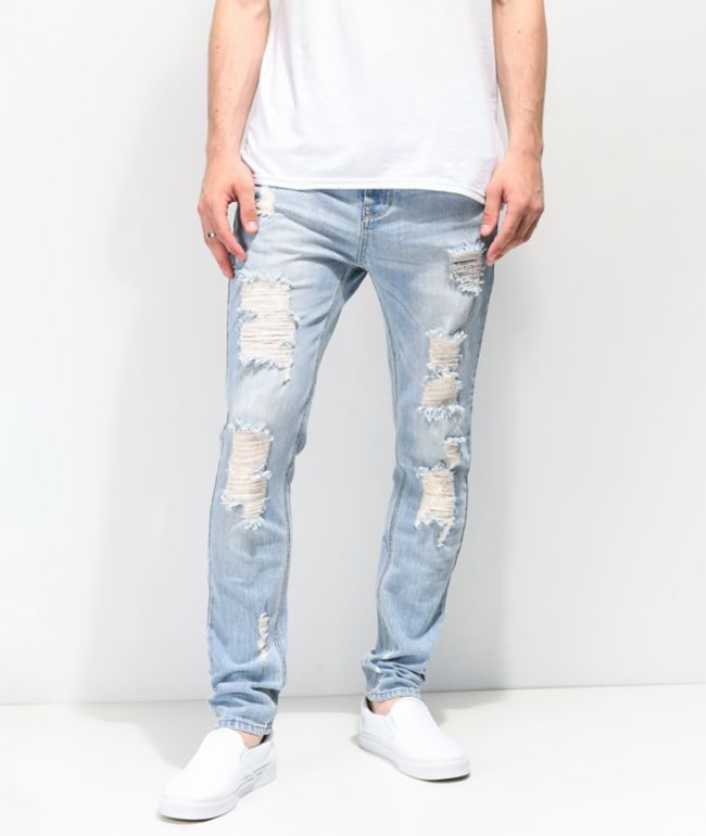 Empyre Verge Tapered Aged Light Wash Skinny Jeans