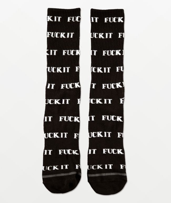 HUF Fuck It Black Crew Socks - HUF