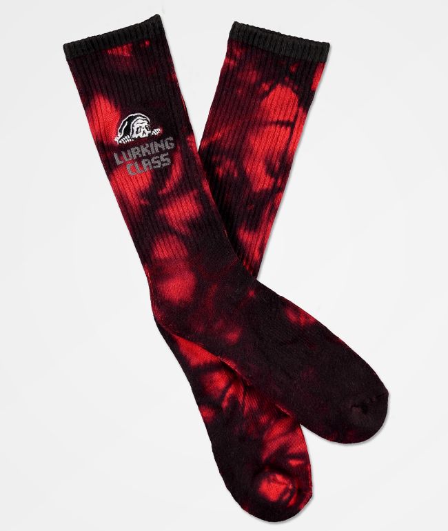 Lurking Class by Sketchy Tank Red Tie Dye Crew Socks - Lurking Class by Sketchy Tank