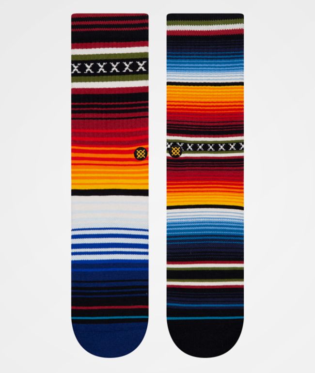 Stance Curren Striped Red, Orange & Blue Crew Socks - Stance