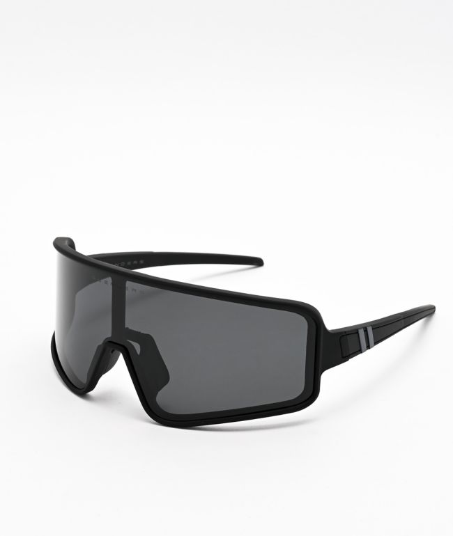 Breaker Point Wrap Around Sunglasses - Polarized Full Shield Blue Lens &  Matte Black Rubber Frame