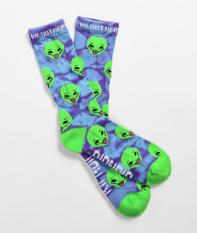RIPNDIP We Out Here Purple Tie Dye Crew Socks - RIPNDIP