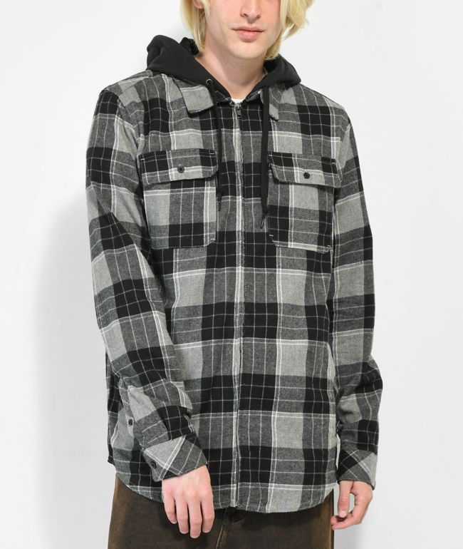 Flannel shirt with store hood