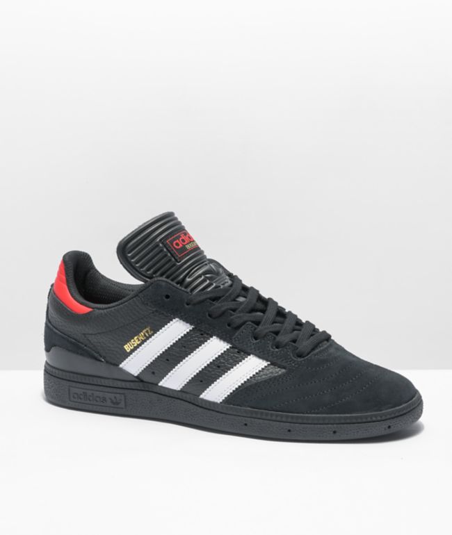 adidias Busenitz Black, Scarlet, & Gold Shoes | Zumiez