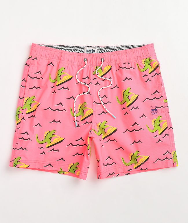 Gecko Iconic Gecko Wrap Black & Pink Volley Shorts