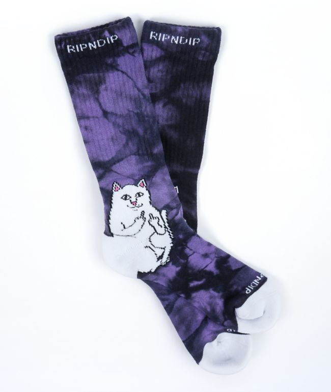 RIPNDIP Lord Nermal Purple Lightning Crew Socks - RIPNDIP