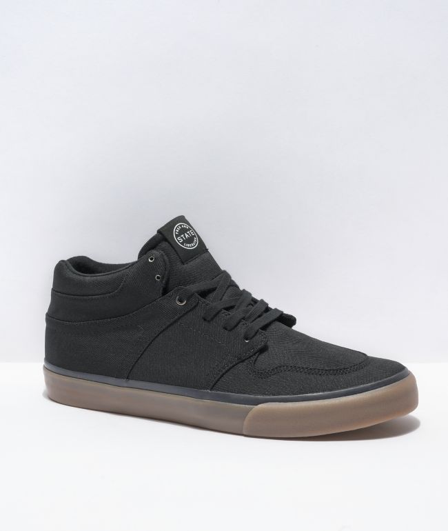 State Mercer Dark Grey Chambray & Gum Skate Shoes