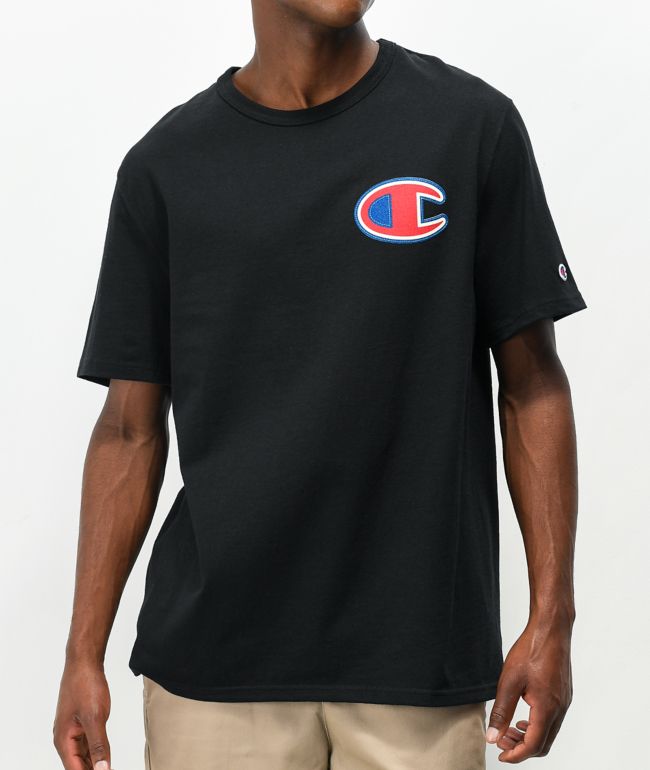 Champion Felt Applique Black T-Shirt - Champion