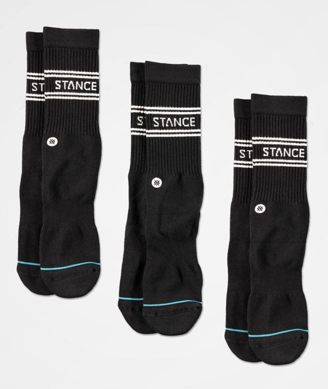 Stance Basic Black 3 Pack Crew Socks - Stance