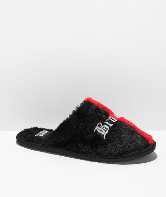 Broken Promises Bred Split Red & Black Slippers - Broken Promises