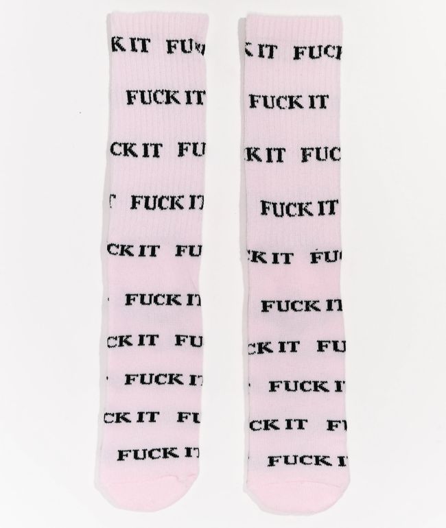 HUF Fuck It Pastel Pink Crew Socks - HUF